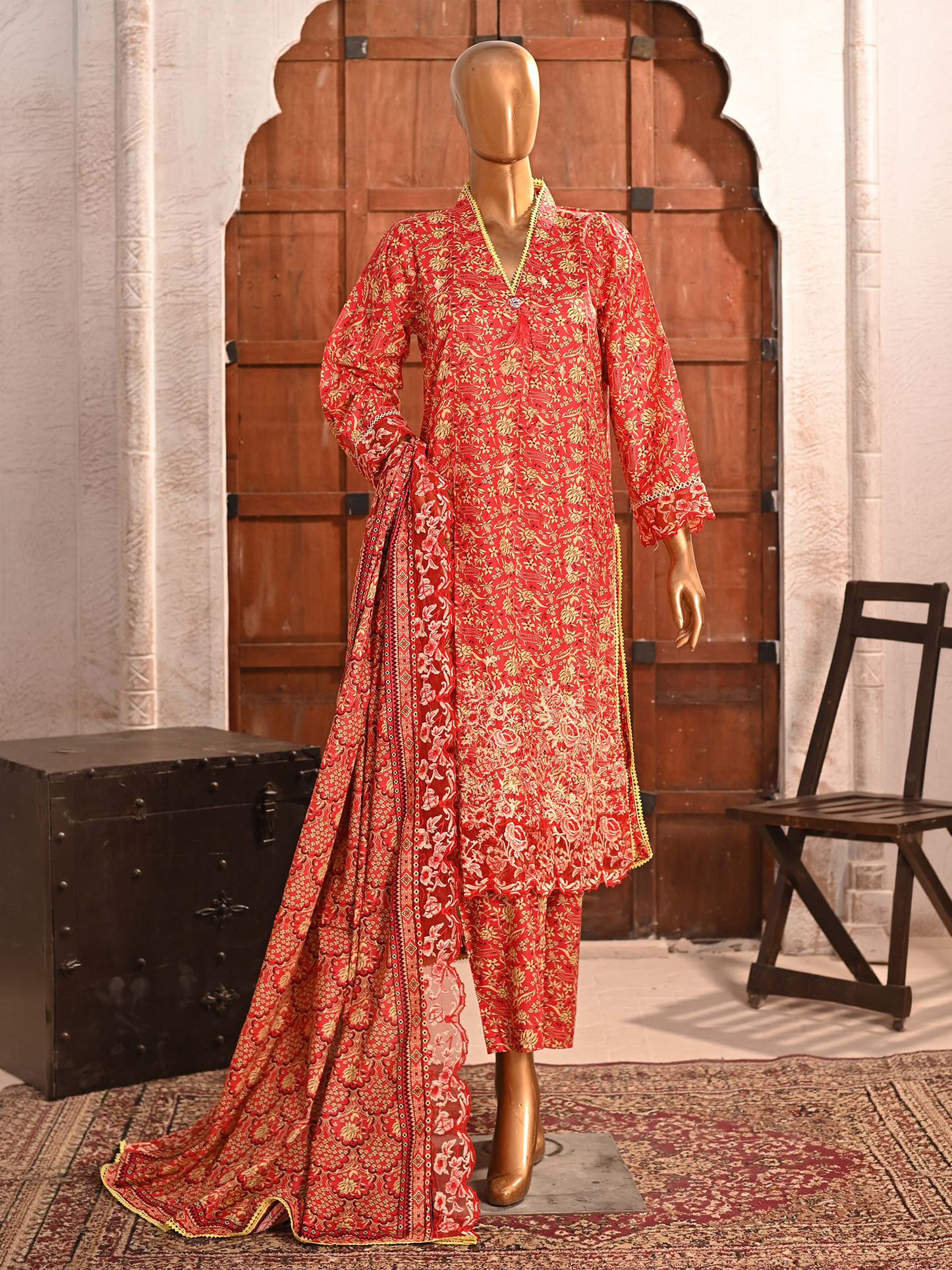 Bin Saeed Lawn 3pc Sunset Ochre