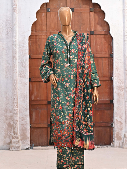 Bin Saeed Lawn 3pc Forest Green