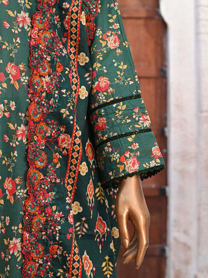 Bin Saeed Lawn 3pc Forest Green