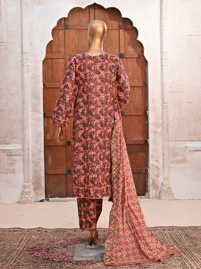 Bin Saeed Lawn 3pc Floral Red