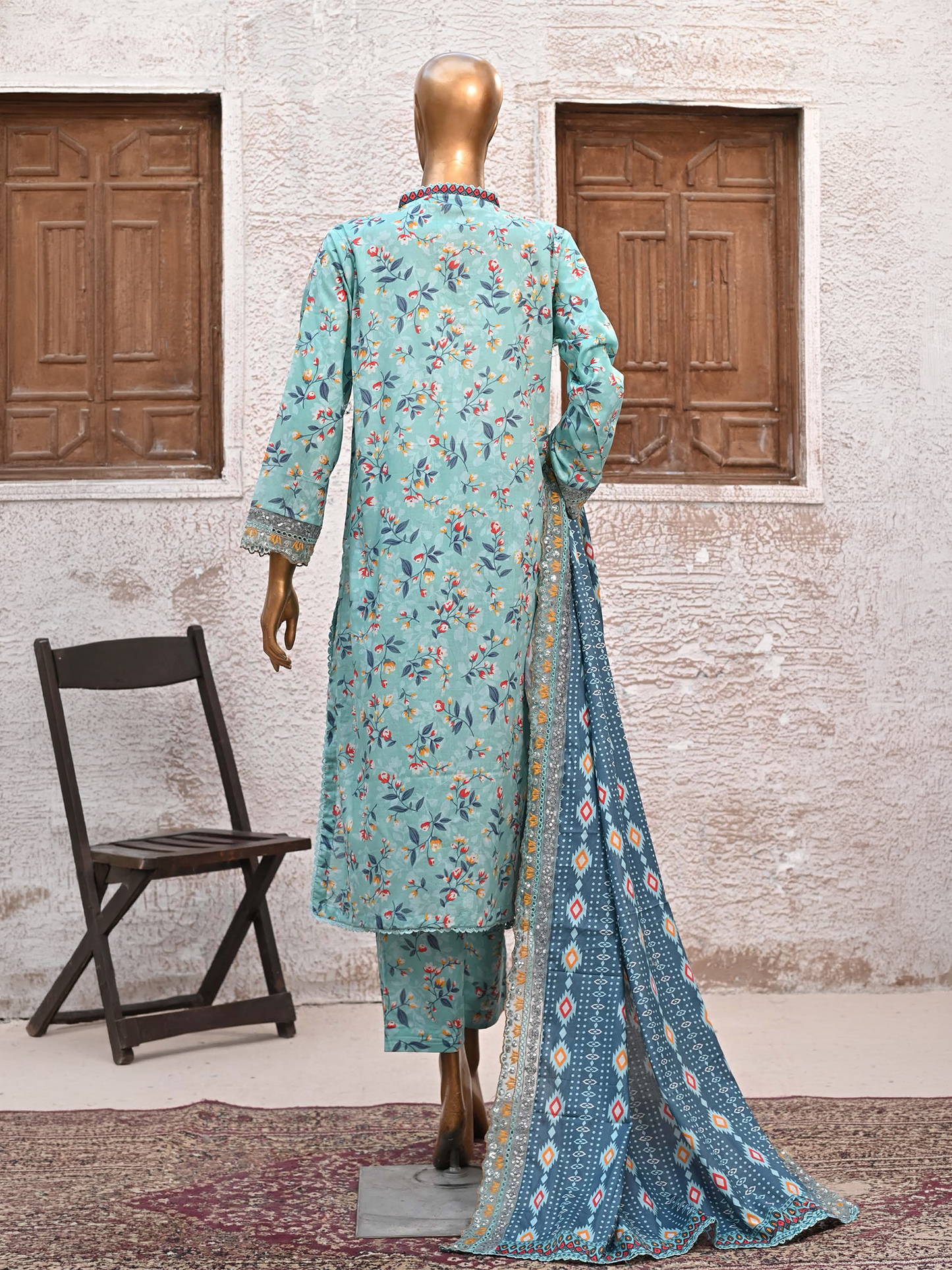 Bin Saeed Lawn 3pc Royal Blue