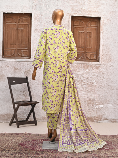 Bin Saeed Lawn 3pc Floral Yellow