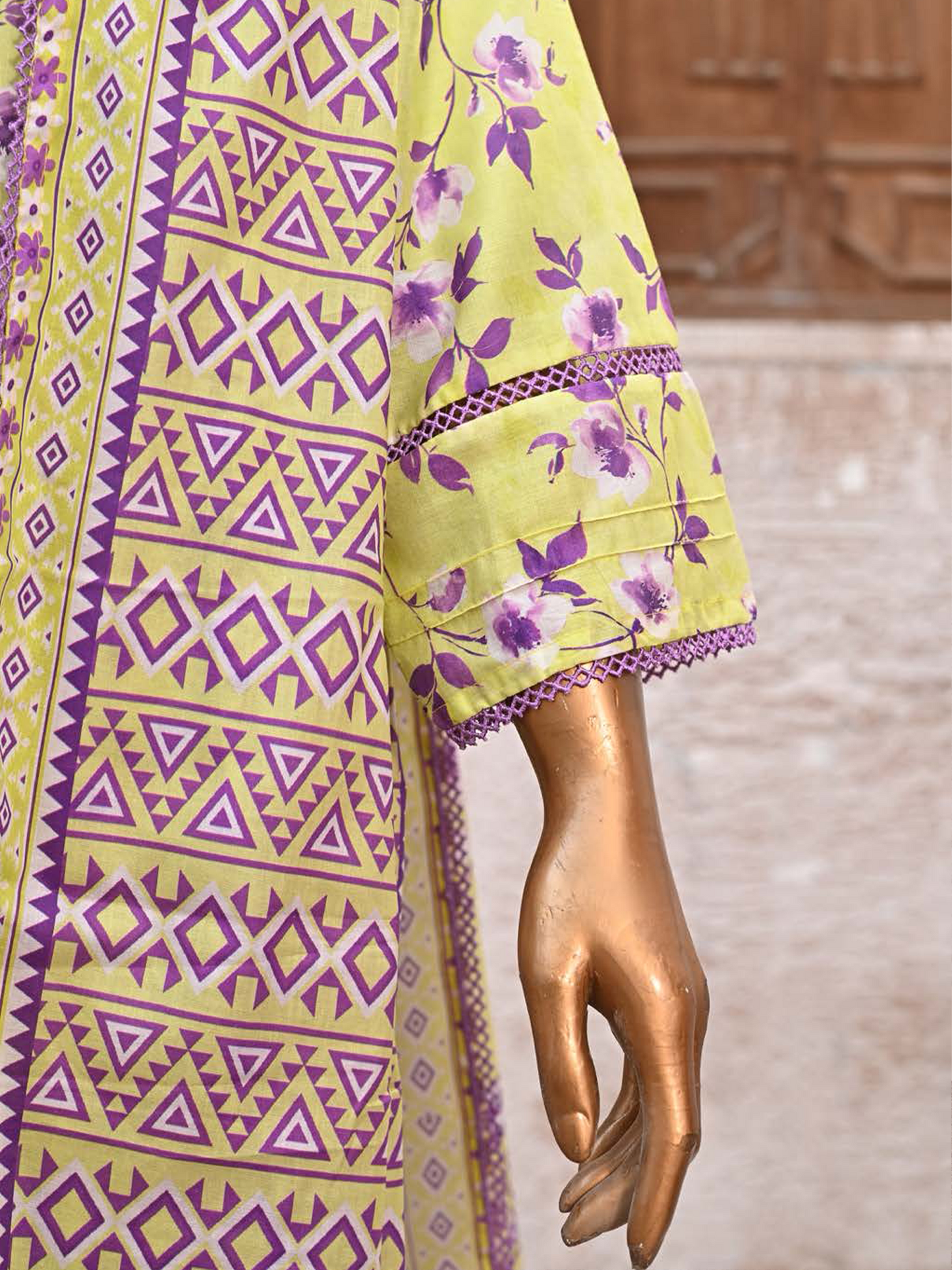 Bin Saeed Lawn 3pc Floral Yellow