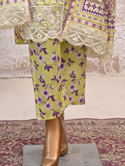Bin Saeed Lawn 3pc Floral Yellow